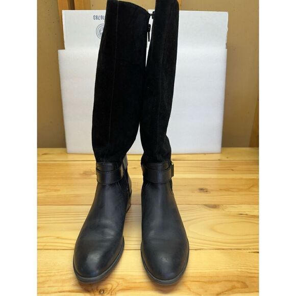 Ralph Lauren Micah Boot Tall Black Leather Knee High Riding Heel Sz 7.5B - Picture 5 of 13
